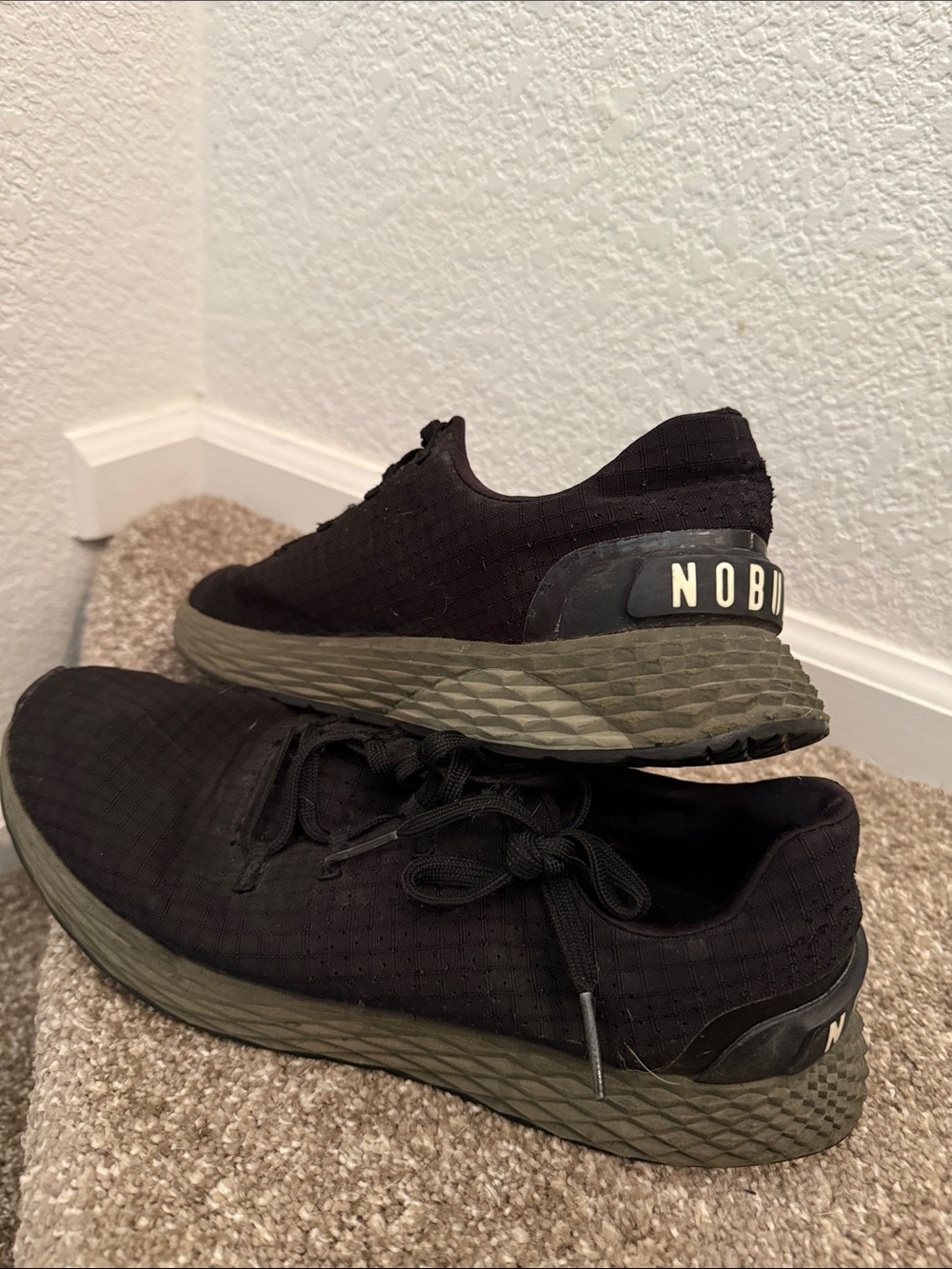 NOBULL Black Athletic Lace-Up Trainers with Off-White Midsole